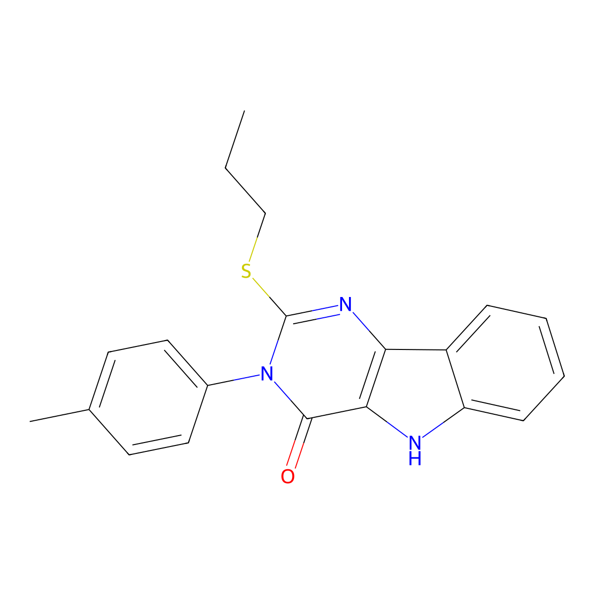 2-(propylthio)-3-(p-tolyl)-3H-pyrimido[5,4-b]indol-4(5H)-one molecular structure, CAS 536704-94-6
