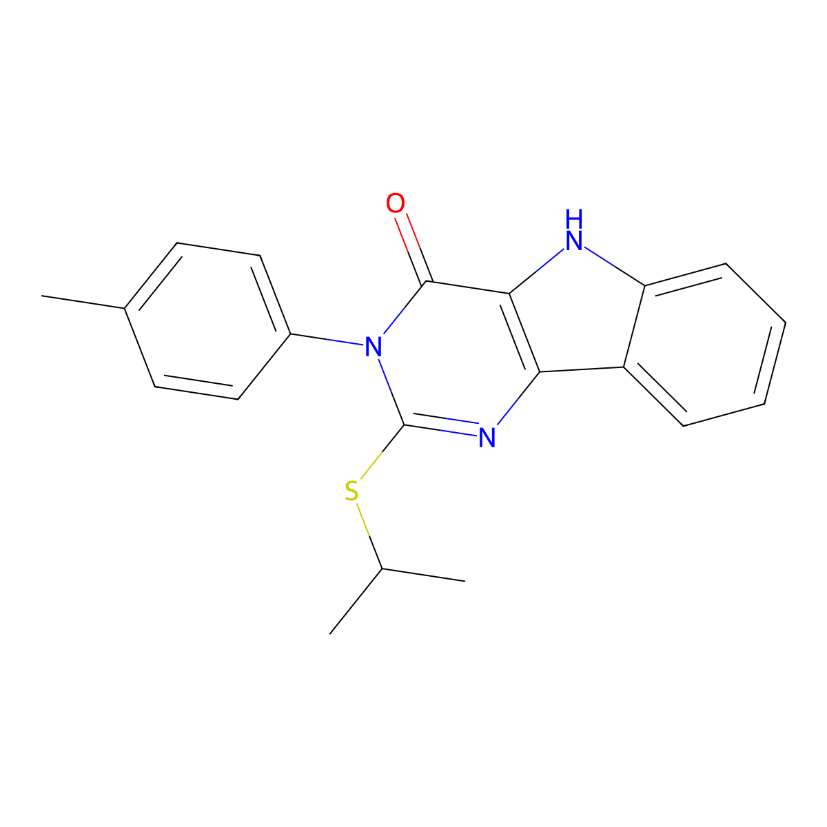 2-(isopropylthio)-3-(p-tolyl)-3H-pyrimido[5,4-b]indol-4(5H)-one molecular structure, CAS 536704-95-7