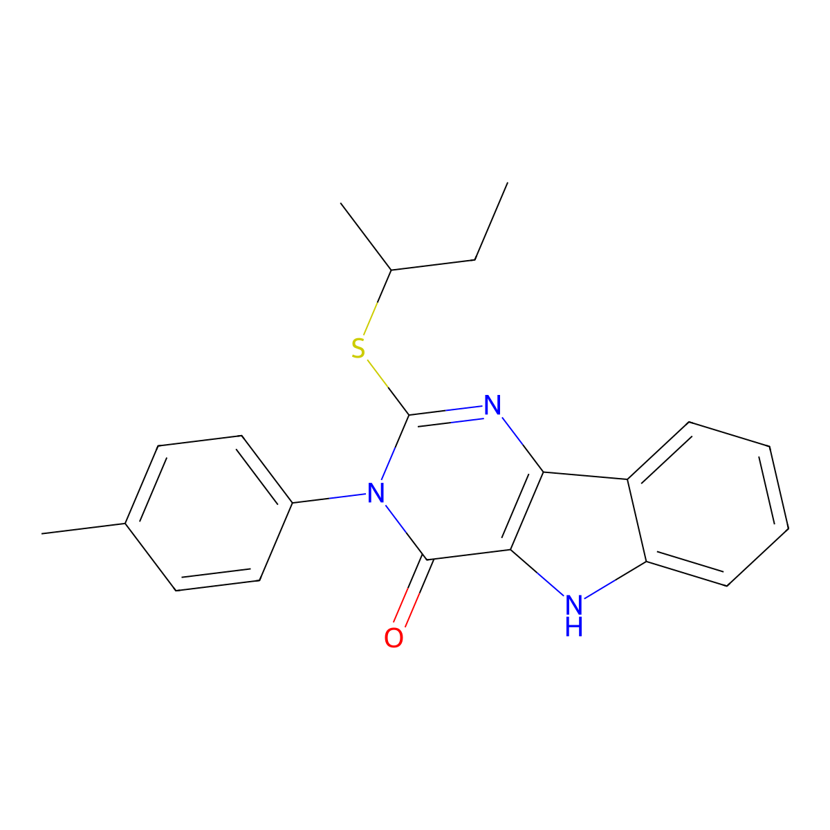2-(sec-butylthio)-3-(p-tolyl)-3H-pyrimido[5,4-b]indol-4(5H)-one molecular structure, CAS 536704-97-9