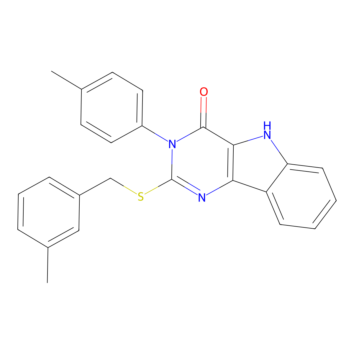 2-((3-methylbenzyl)thio)-3-(p-tolyl)-3H-pyrimido[5,4-b]indol-4(5H)-one molecular structure, CAS 536705-04-1