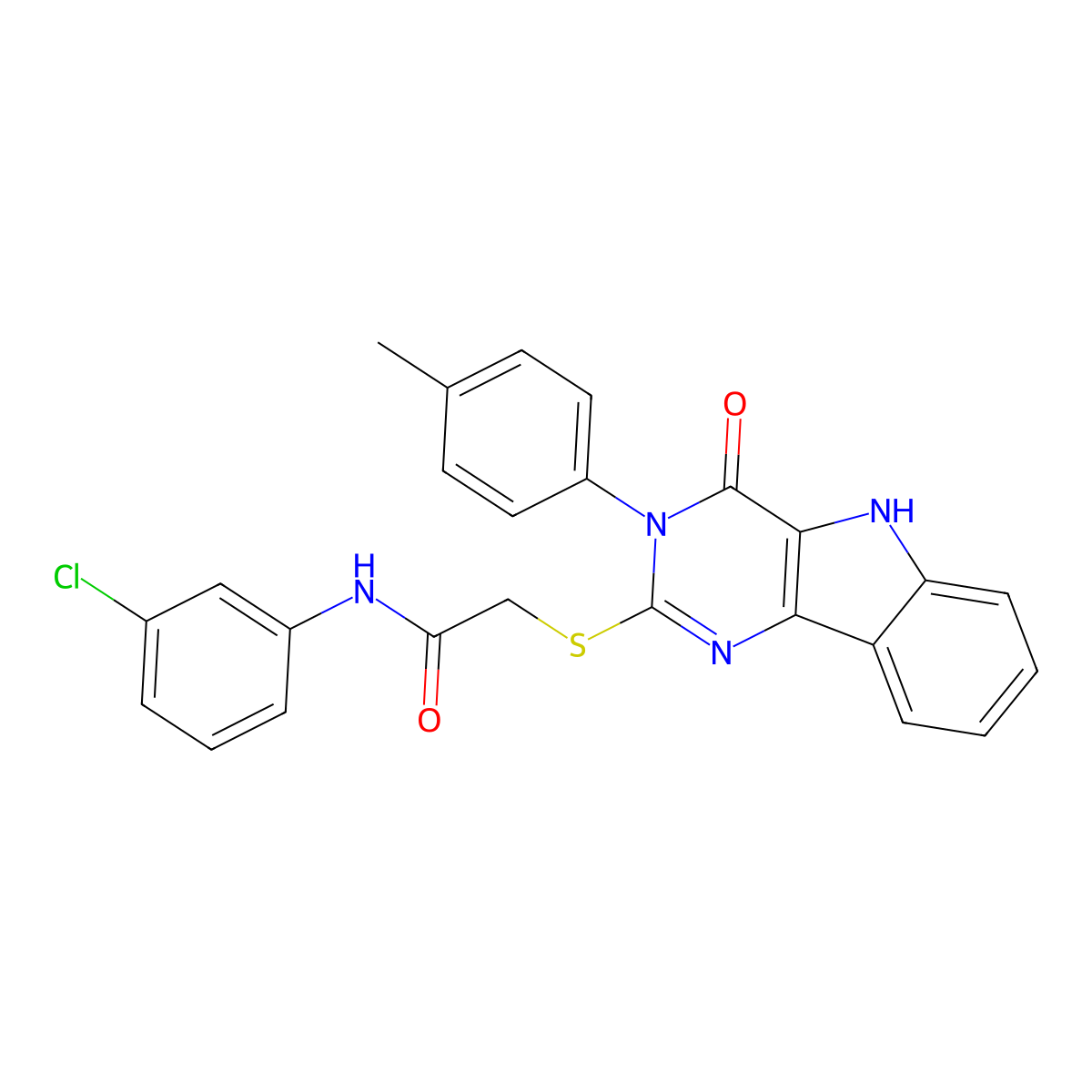 N-(3-chlorophenyl)-2-[[3-(4-methylphenyl)-4-oxo-5H-pyrimido[5,4-b]indol-2-yl]sulfanyl]acetamide molecular structure, CAS 536705-20-1