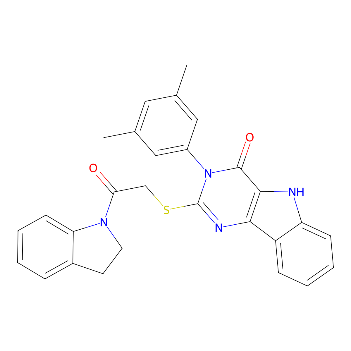 3-(3,5-dimethylphenyl)-2-((2-(indolin-1-yl)-2-oxoethyl)thio)-3H-pyrimido[5,4-b]indol-4(5H)-one molecular structure, CAS 536705-40-5
