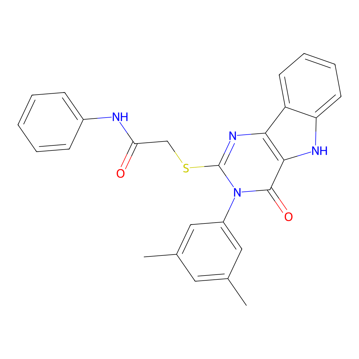2-((3-(3,5-dimethylphenyl)-4-oxo-4,5-dihydro-3H-pyrimido[5,4-b]indol-2-yl)thio)-N-phenylacetamide molecular structure, CAS 536705-45-0