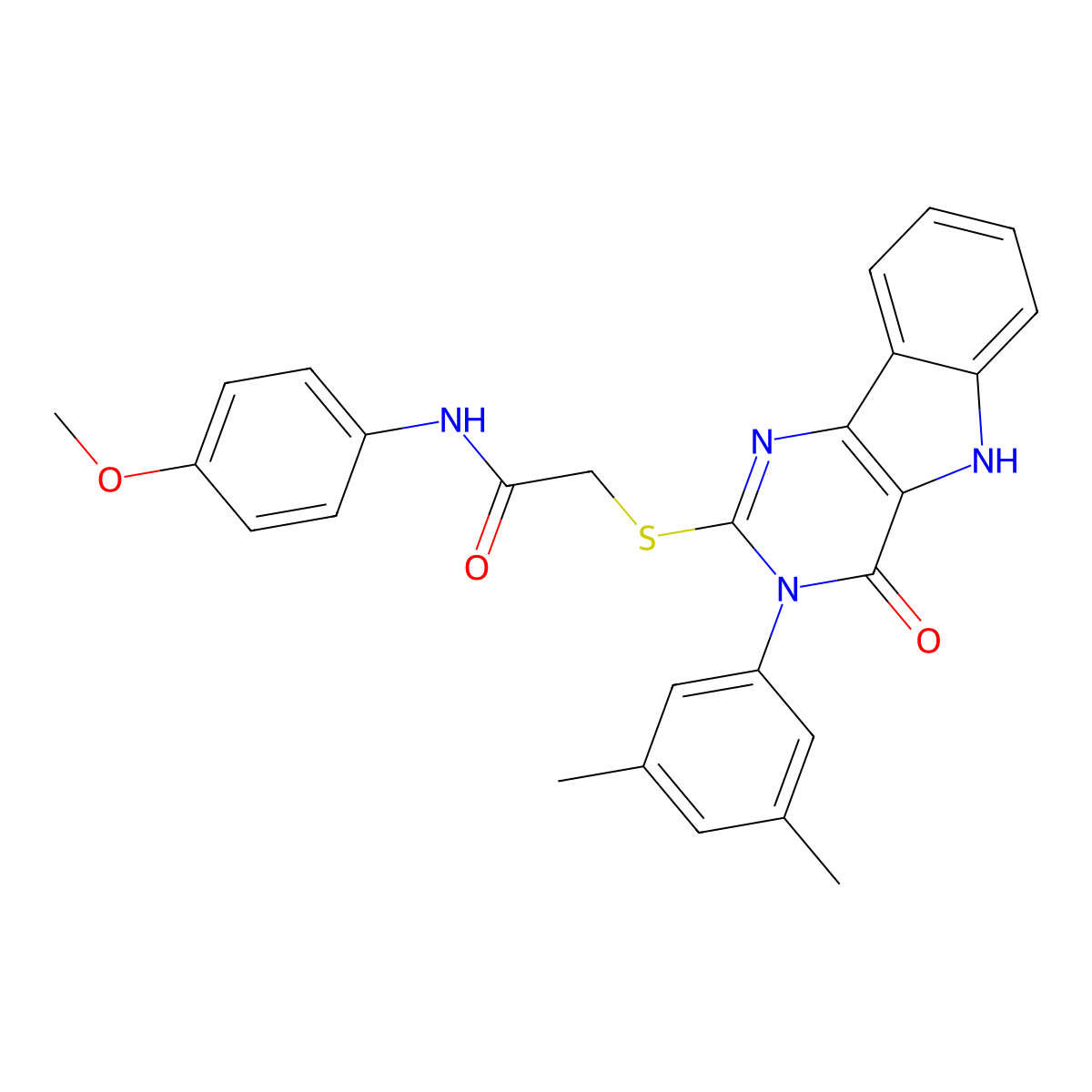 2-[[3-(3,5-dimethylphenyl)-4-oxo-5H-pyrimido[5,4-b]indol-2-yl]sulfanyl]-N-(4-methoxyphenyl)acetamide molecular structure, CAS 536705-47-2