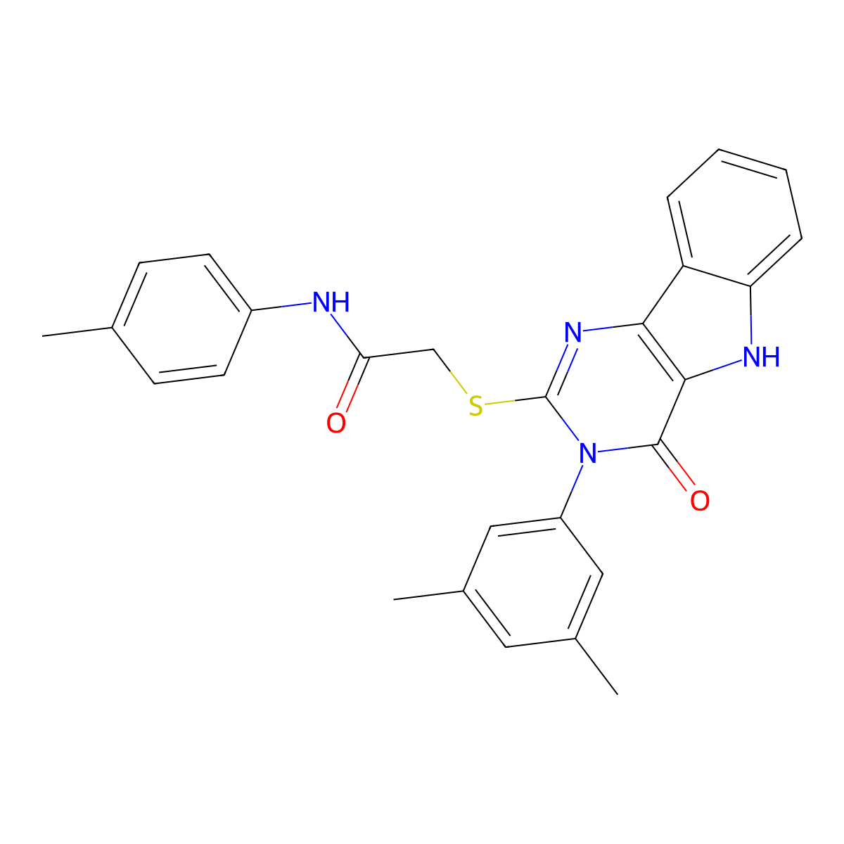 2-[[3-(3,5-dimethylphenyl)-4-oxo-5H-pyrimido[5,4-b]indol-2-yl]sulfanyl]-N-(4-methylphenyl)acetamide molecular structure, CAS 536705-50-7