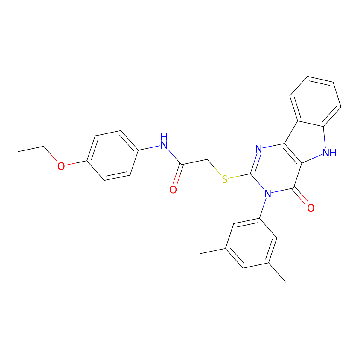 2-[[3-(3,5-dimethylphenyl)-4-oxo-5H-pyrimido[5,4-b]indol-2-yl]sulfanyl]-N-(4-ethoxyphenyl)acetamide molecular structure, CAS 536705-52-9