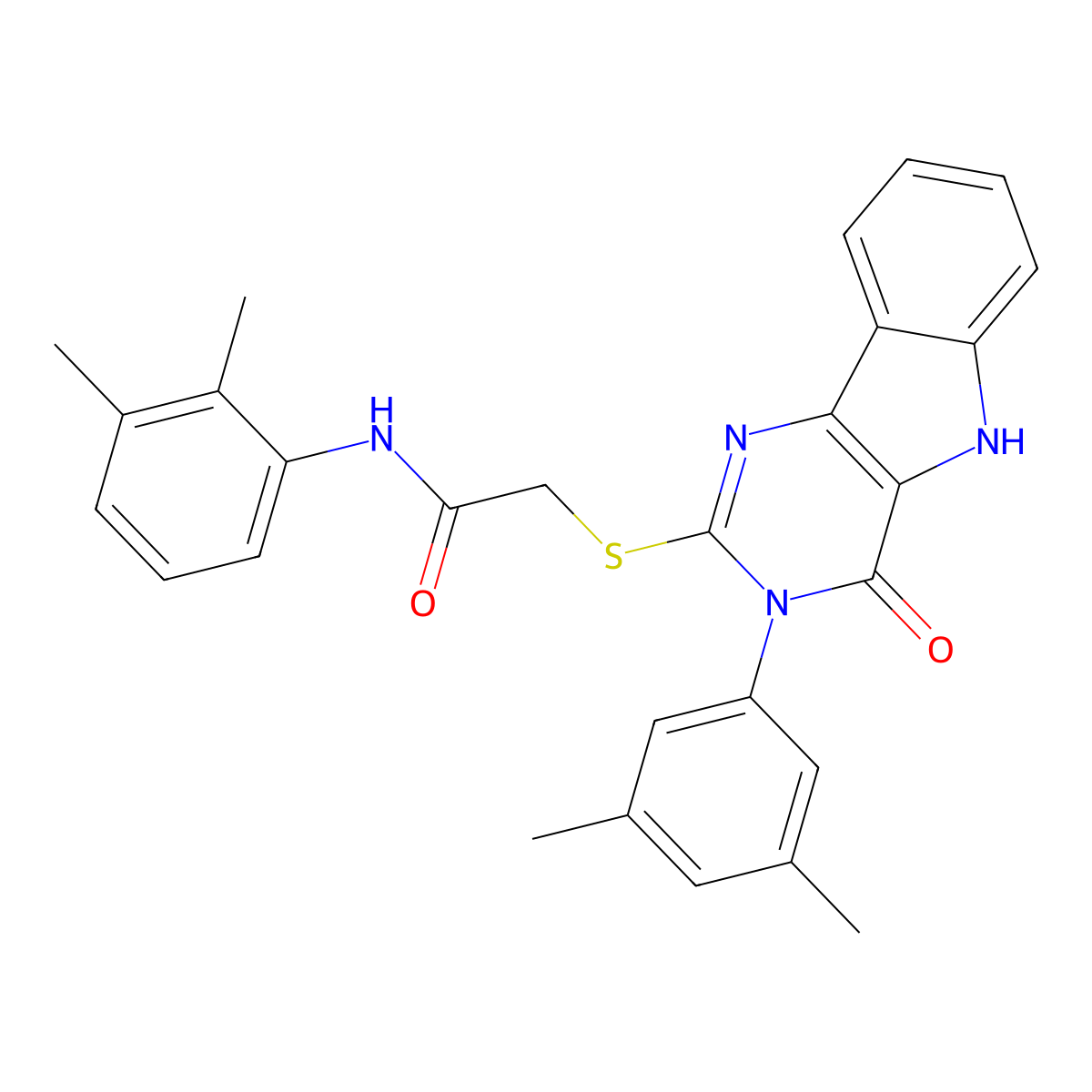 N-(2,3-dimethylphenyl)-2-((3-(3,5-dimethylphenyl)-4-oxo-4,5-dihydro-3H-pyrimido[5,4-b]indol-2-yl)thio)acetamide molecular structure, CAS 536705-53-0