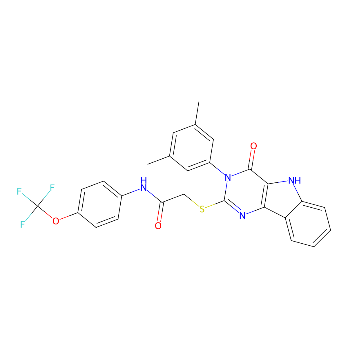 2-[[3-(3,5-dimethylphenyl)-4-oxo-5H-pyrimido[5,4-b]indol-2-yl]sulfanyl]-N-[4-(trifluoromethoxy)phenyl]acetamide molecular structure, CAS 536705-62-1