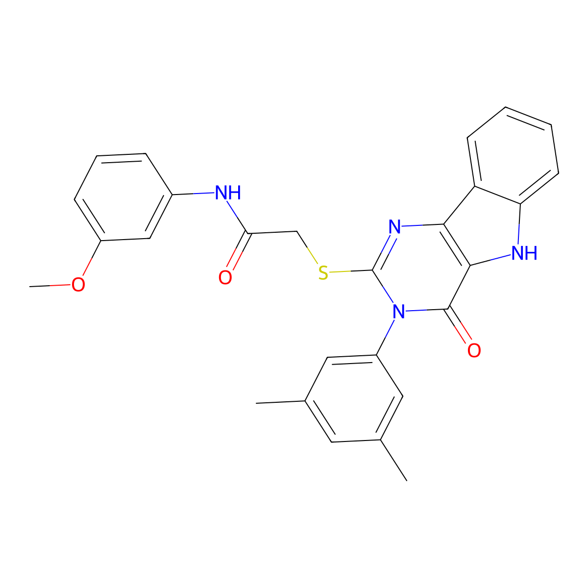 2-[[3-(3,5-dimethylphenyl)-4-oxo-5H-pyrimido[5,4-b]indol-2-yl]sulfanyl]-N-(3-methoxyphenyl)acetamide molecular structure, CAS 536705-83-6