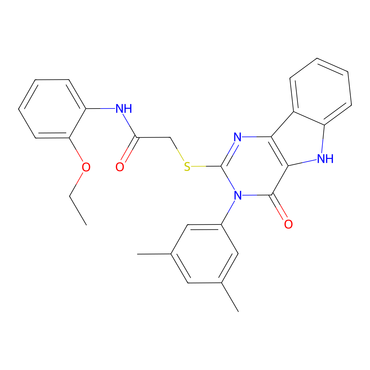 2-[[3-(3,5-dimethylphenyl)-4-oxo-5H-pyrimido[5,4-b]indol-2-yl]sulfanyl]-N-(2-ethoxyphenyl)acetamide molecular structure, CAS 536705-84-7