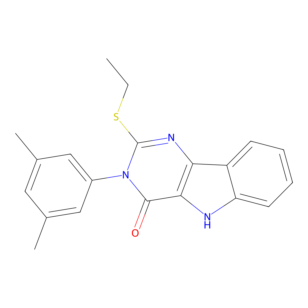 3-(3,5-dimethylphenyl)-2-(ethylthio)-3H-pyrimido[5,4-b]indol-4(5H)-one molecular structure, CAS 536705-87-0