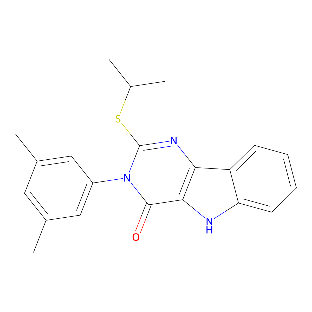 3-(3,5-dimethylphenyl)-2-(isopropylthio)-3H-pyrimido[5,4-b]indol-4(5H)-one molecular structure, CAS 536705-89-2