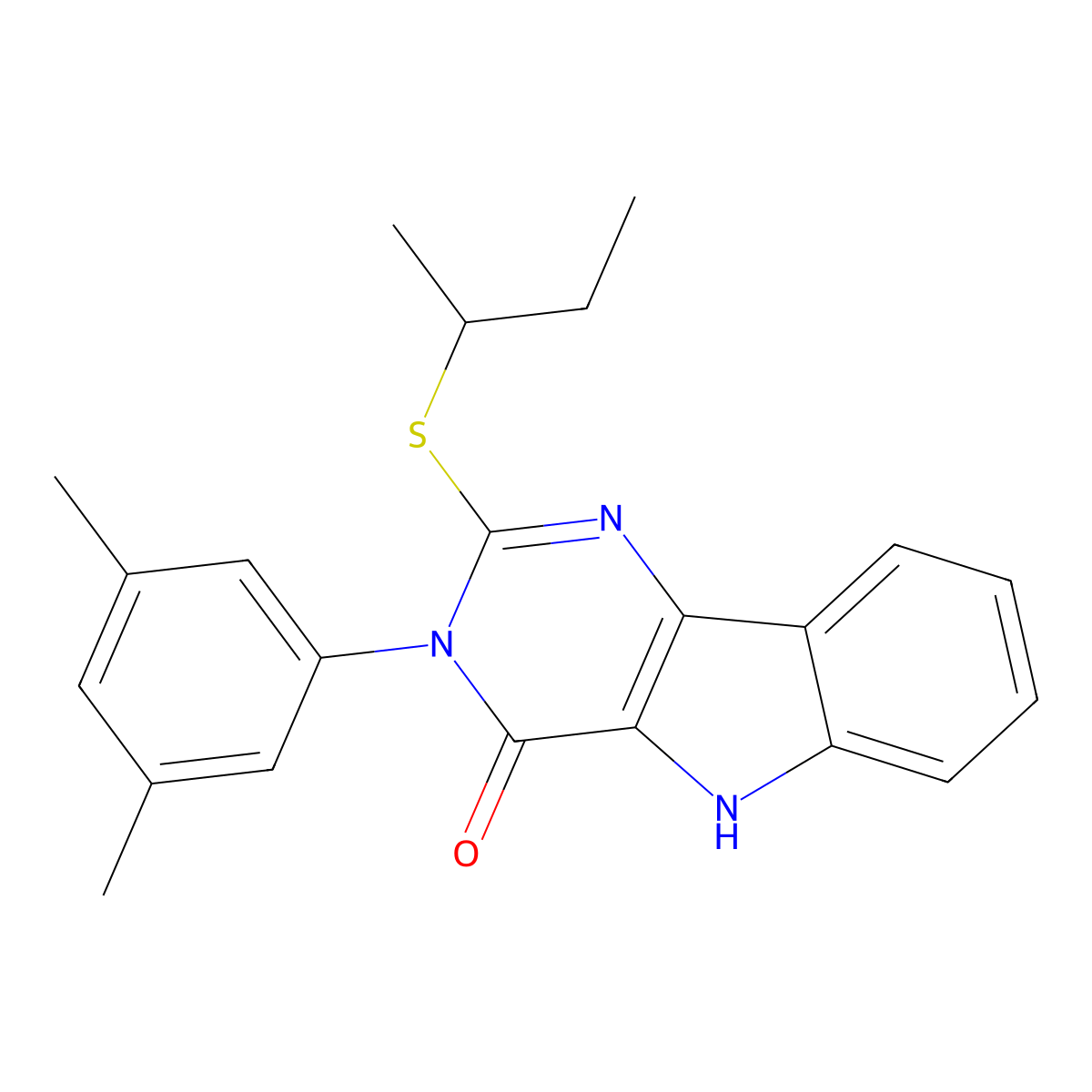 2-(sec-butylthio)-3-(3,5-dimethylphenyl)-3H-pyrimido[5,4-b]indol-4(5H)-one molecular structure, CAS 536705-91-6