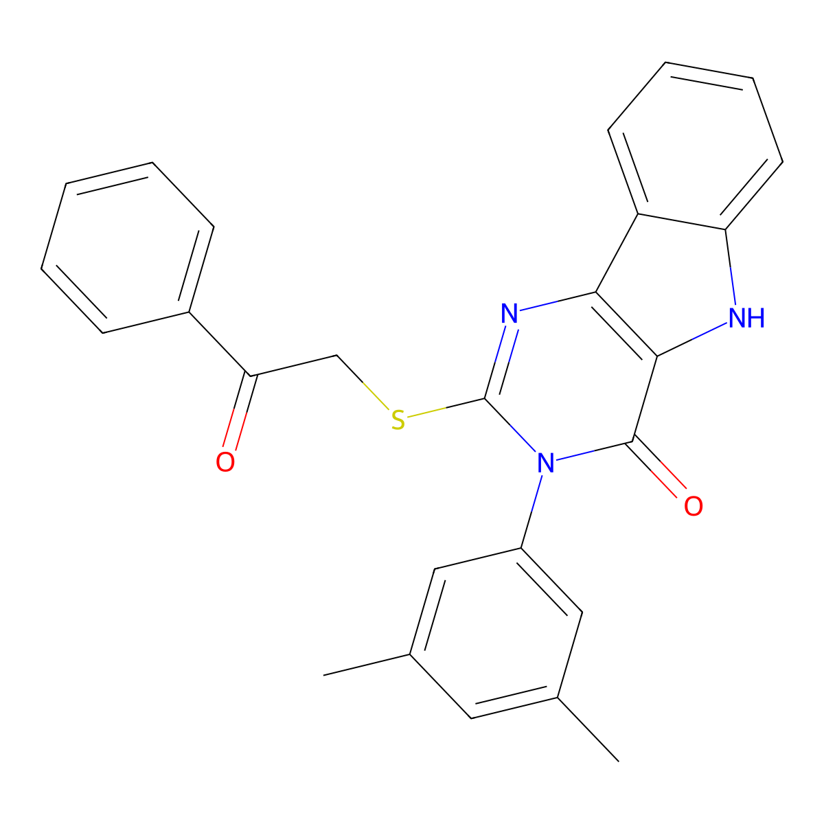 3-(3,5-dimethylphenyl)-2-((2-oxo-2-phenylethyl)thio)-3H-pyrimido[5,4-b]indol-4(5H)-one molecular structure, CAS 536706-10-2
