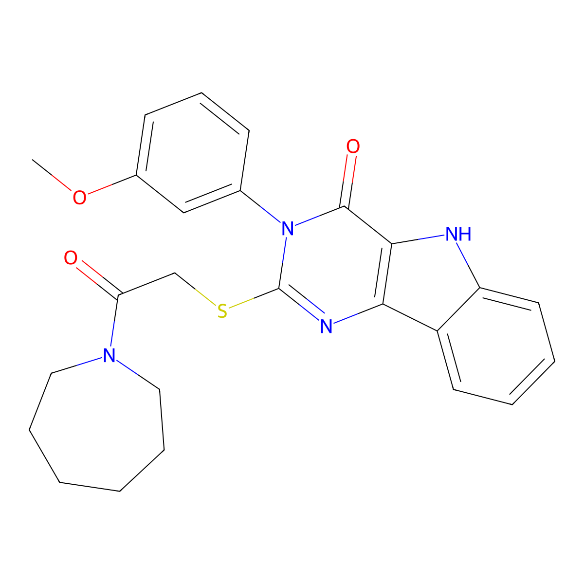 2-((2-(azepan-1-yl)-2-oxoethyl)thio)-3-(3-methoxyphenyl)-3H-pyrimido[5,4-b]indol-4(5H)-one molecular structure, CAS 536706-26-0