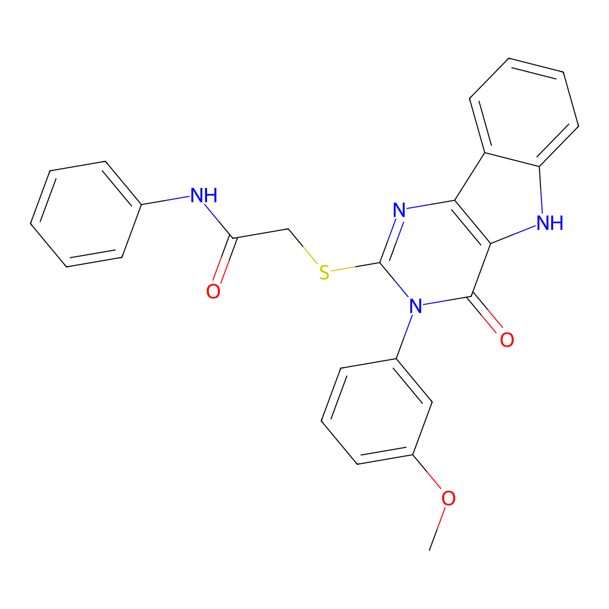 2-[[3-(3-methoxyphenyl)-4-oxo-5H-pyrimido[5,4-b]indol-2-yl]sulfanyl]-N-phenylacetamide molecular structure, CAS 536706-39-5