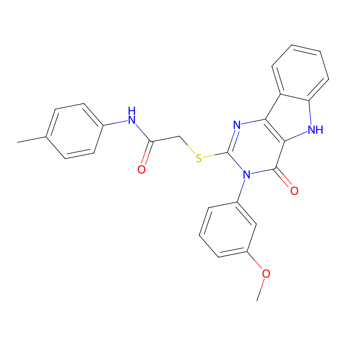 2-((3-(3-methoxyphenyl)-4-oxo-4,5-dihydro-3H-pyrimido[5,4-b]indol-2-yl)thio)-N-(p-tolyl)acetamide molecular structure, CAS 536706-44-2