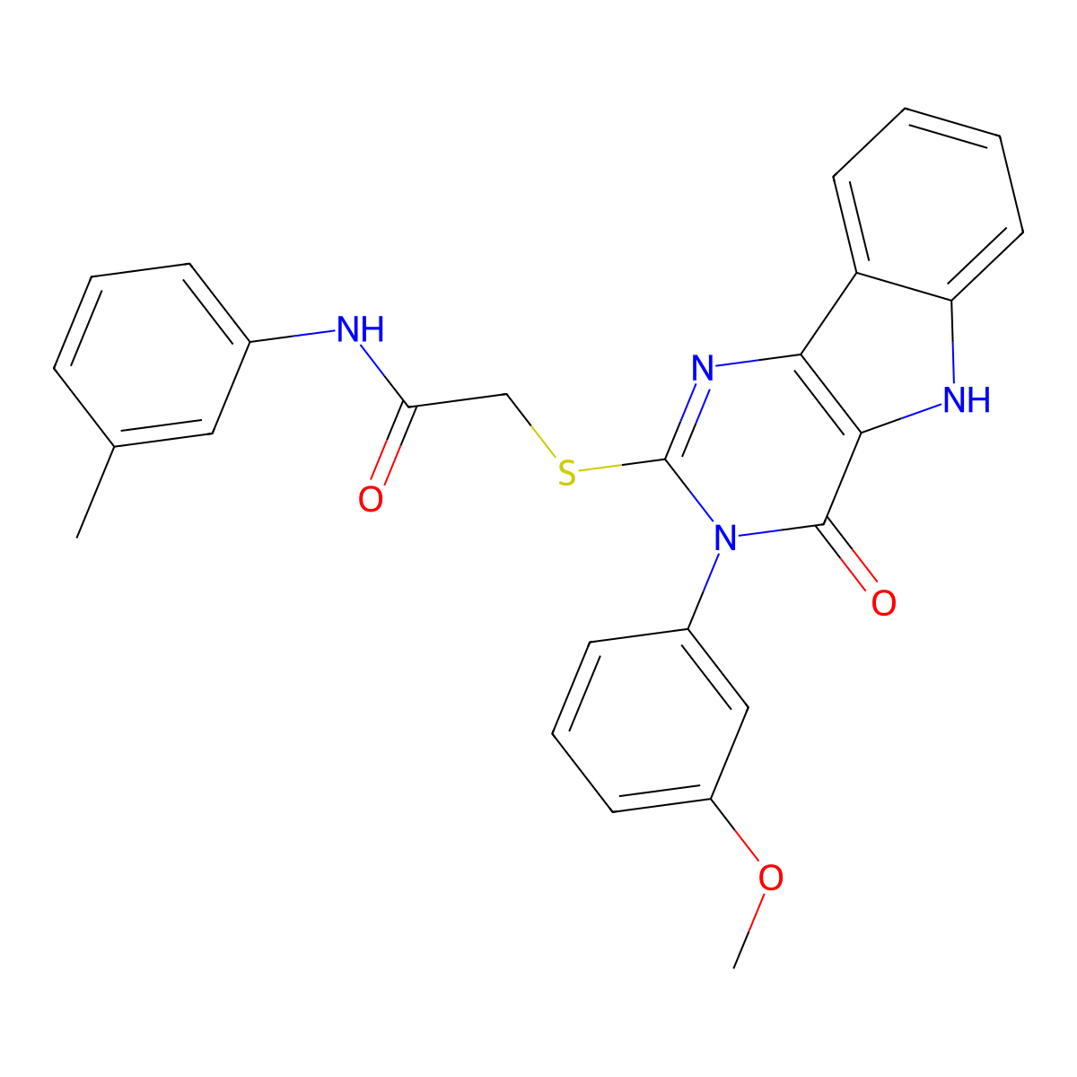 2-[[3-(3-methoxyphenyl)-4-oxo-5H-pyrimido[5,4-b]indol-2-yl]sulfanyl]-N-(3-methylphenyl)acetamide molecular structure, CAS 536706-45-3