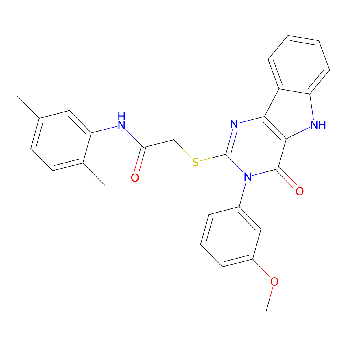 N-(2,5-dimethylphenyl)-2-((3-(3-methoxyphenyl)-4-oxo-4,5-dihydro-3H-pyrimido[5,4-b]indol-2-yl)thio)acetamide molecular structure, CAS 536706-48-6