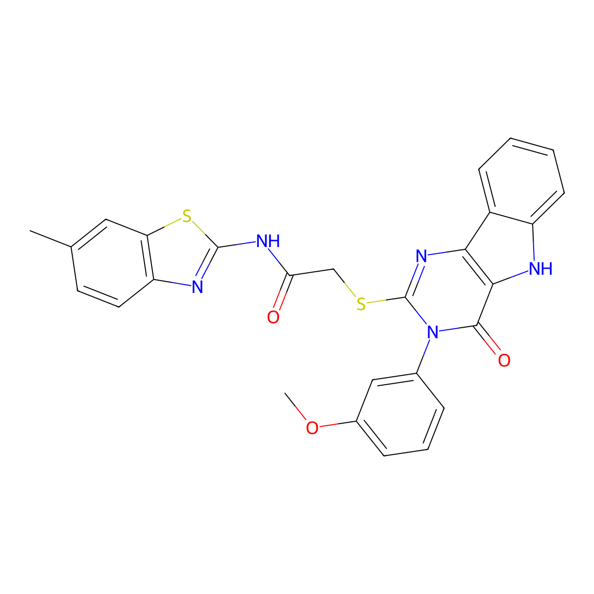 2-((3-(3-methoxyphenyl)-4-oxo-4,5-dihydro-3H-pyrimido[5,4-b]indol-2-yl)thio)-N-(6-methylbenzo[d]thiazol-2-yl)acetamide molecular structure, CAS 536706-60-2