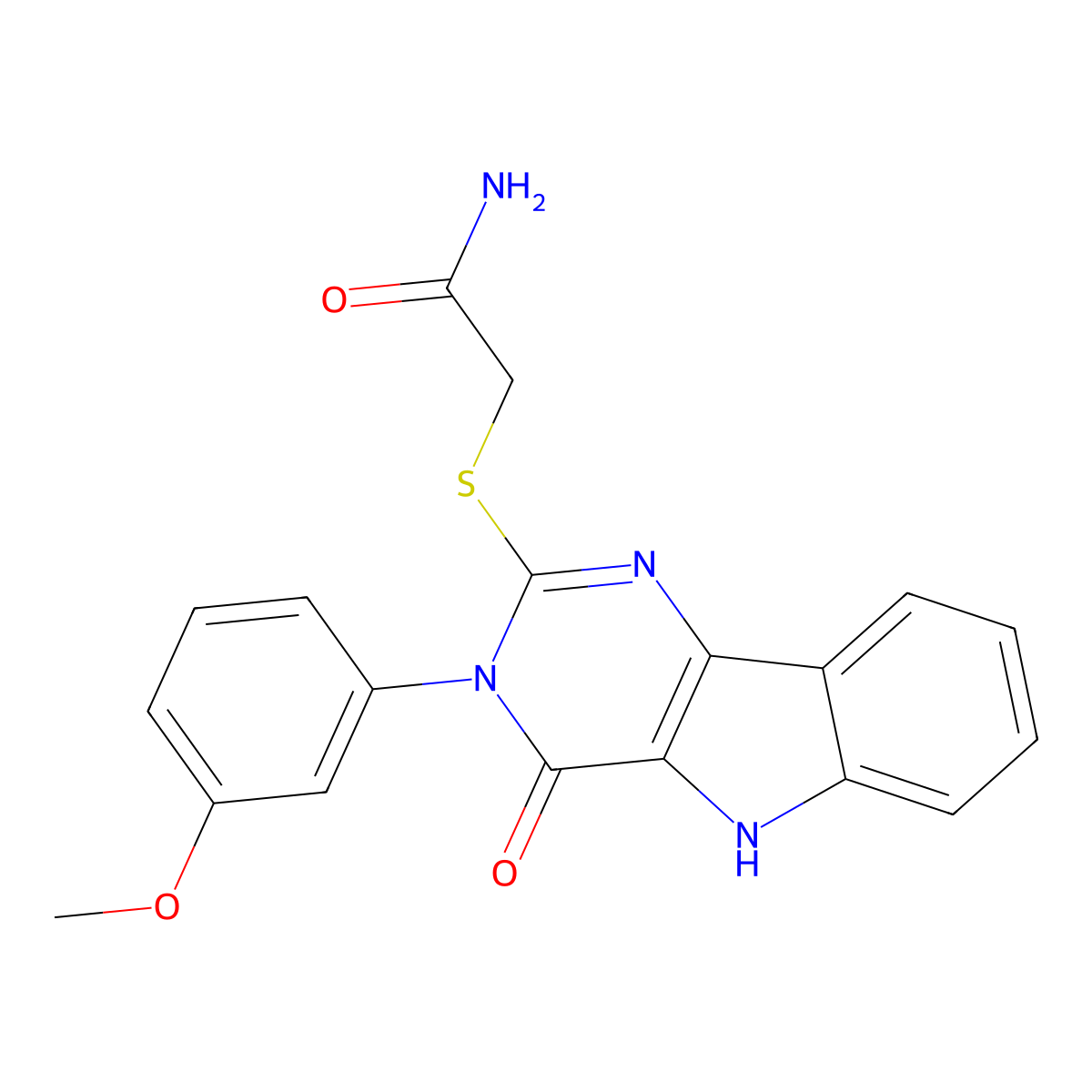 2-((3-(3-methoxyphenyl)-4-oxo-4,5-dihydro-3H-pyrimido[5,4-b]indol-2-yl)thio)acetamide molecular structure, CAS 536706-66-8