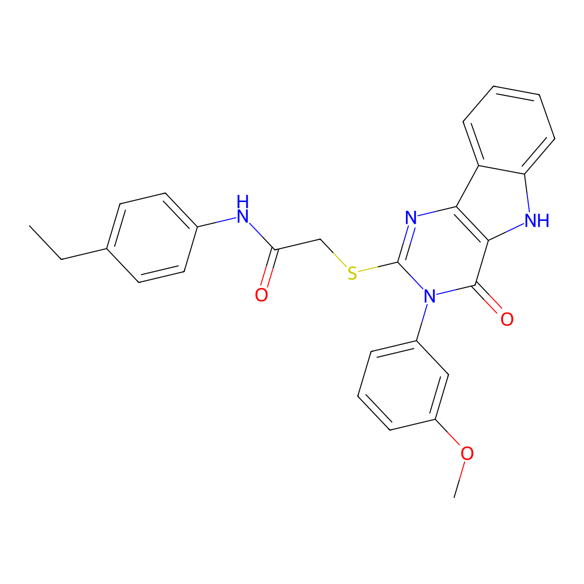 N-(4-ethylphenyl)-2-[[3-(3-methoxyphenyl)-4-oxo-5H-pyrimido[5,4-b]indol-2-yl]sulfanyl]acetamide molecular structure, CAS 536706-70-4