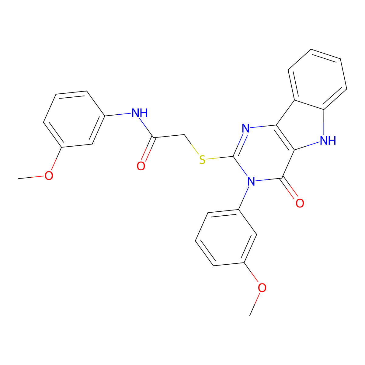 N-(3-methoxyphenyl)-2-((3-(3-methoxyphenyl)-4-oxo-4,5-dihydro-3H-pyrimido[5,4-b]indol-2-yl)thio)acetamide molecular structure, CAS 536706-77-1
