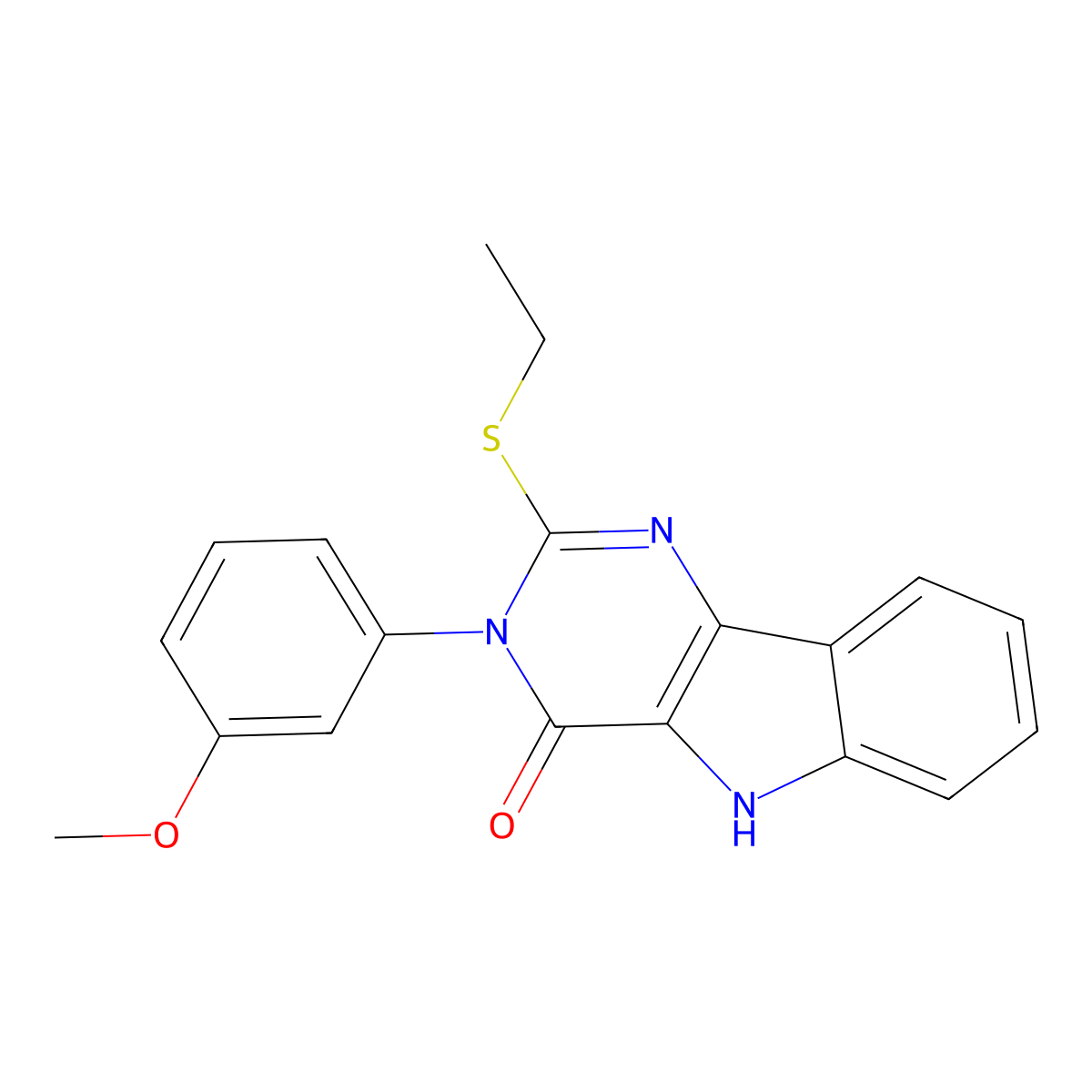 2-ethylsulfanyl-3-(3-methoxyphenyl)-5H-pyrimido[5,4-b]indol-4-one molecular structure, CAS 536706-81-7