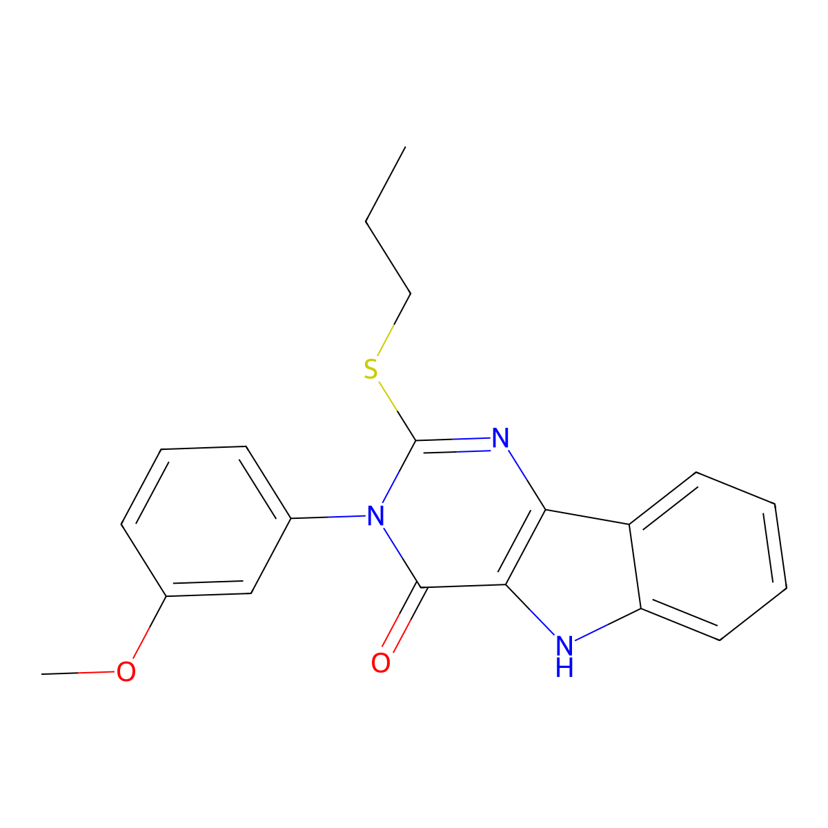 3-(3-methoxyphenyl)-2-(propylthio)-3H-pyrimido[5,4-b]indol-4(5H)-one molecular structure, CAS 536706-82-8