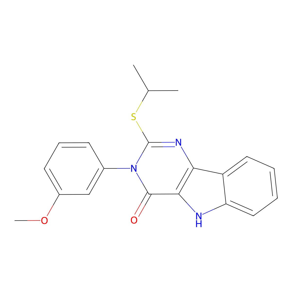 2-(isopropylthio)-3-(3-methoxyphenyl)-3H-pyrimido[5,4-b]indol-4(5H)-one molecular structure, CAS 536706-83-9