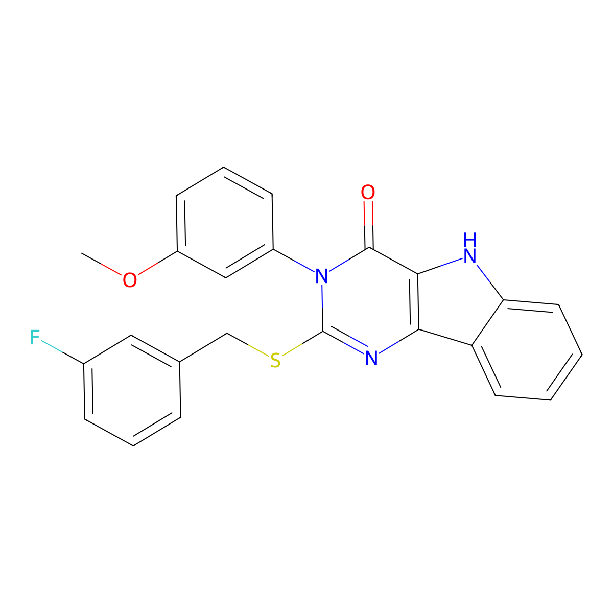 2-((3-fluorobenzyl)thio)-3-(3-methoxyphenyl)-3H-pyrimido[5,4-b]indol-4(5H)-one molecular structure, CAS 536706-87-3
