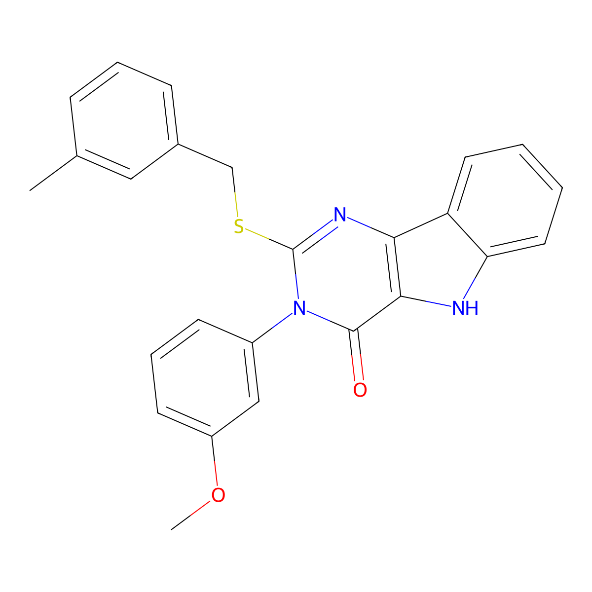 3-(3-methoxyphenyl)-2-((3-methylbenzyl)thio)-3H-pyrimido[5,4-b]indol-4(5H)-one molecular structure, CAS 536706-92-0