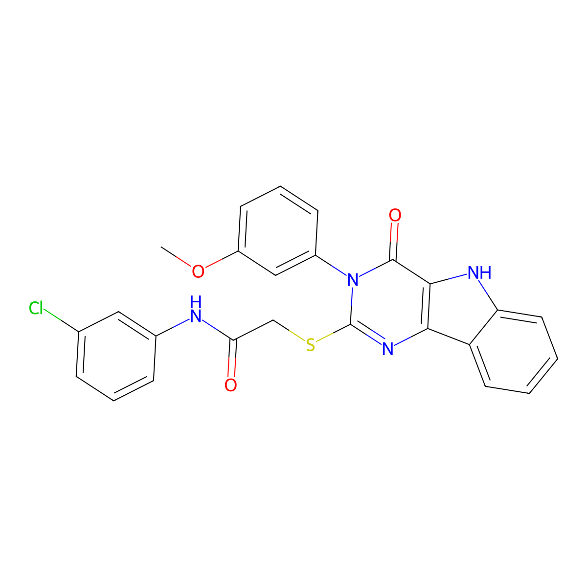N-(3-chlorophenyl)-2-((3-(3-methoxyphenyl)-4-oxo-4,5-dihydro-3H-pyrimido[5,4-b]indol-2-yl)thio)acetamide molecular structure, CAS 536707-08-1
