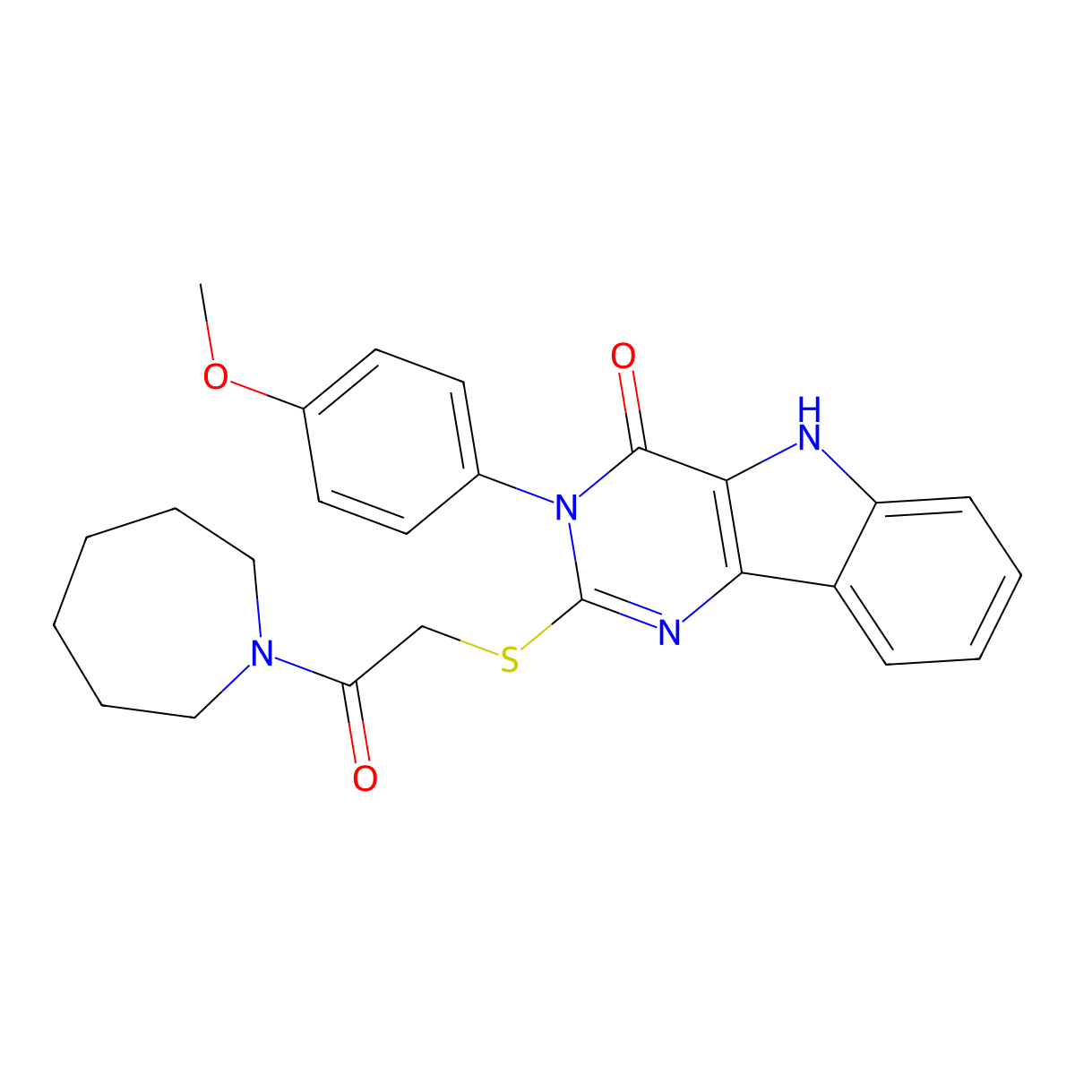 2-((2-(azepan-1-yl)-2-oxoethyl)thio)-3-(4-methoxyphenyl)-3H-pyrimido[5,4-b]indol-4(5H)-one molecular structure, CAS 536707-20-7