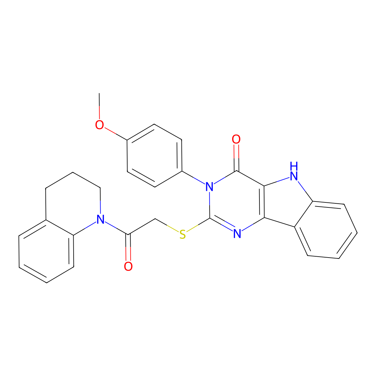 2-((2-(3,4-dihydroquinolin-1(2H)-yl)-2-oxoethyl)thio)-3-(4-methoxyphenyl)-3H-pyrimido[5,4-b]indol-4(5H)-one molecular structure, CAS 536707-27-4