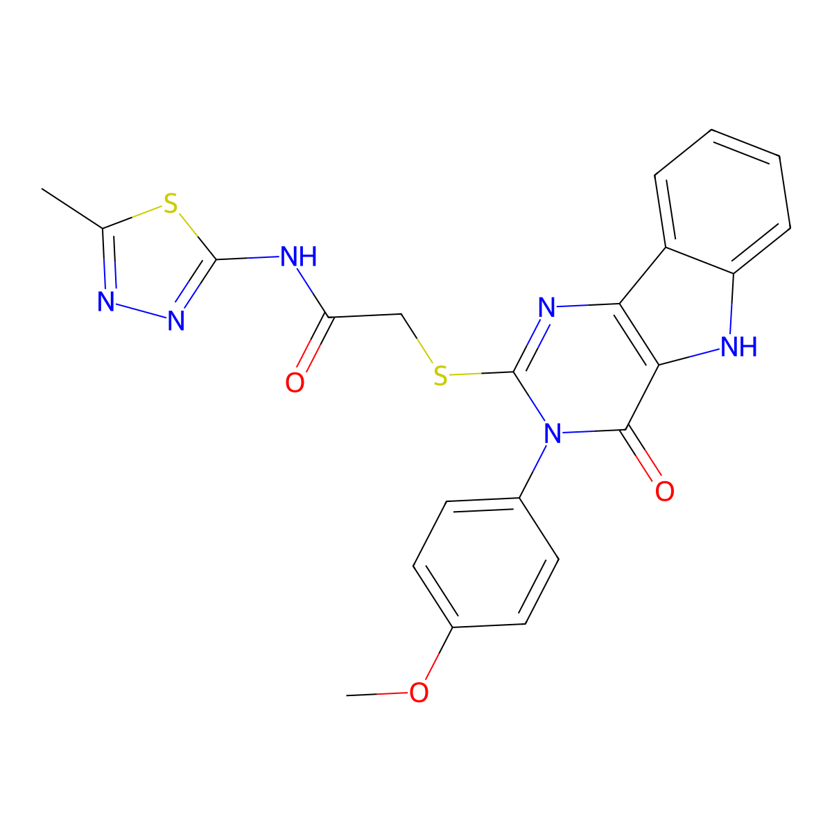 2-((3-(4-methoxyphenyl)-4-oxo-4,5-dihydro-3H-pyrimido[5,4-b]indol-2-yl)thio)-N-(5-methyl-1,3,4-thiadiazol-2-yl)acetamide molecular structure, CAS 536707-29-6