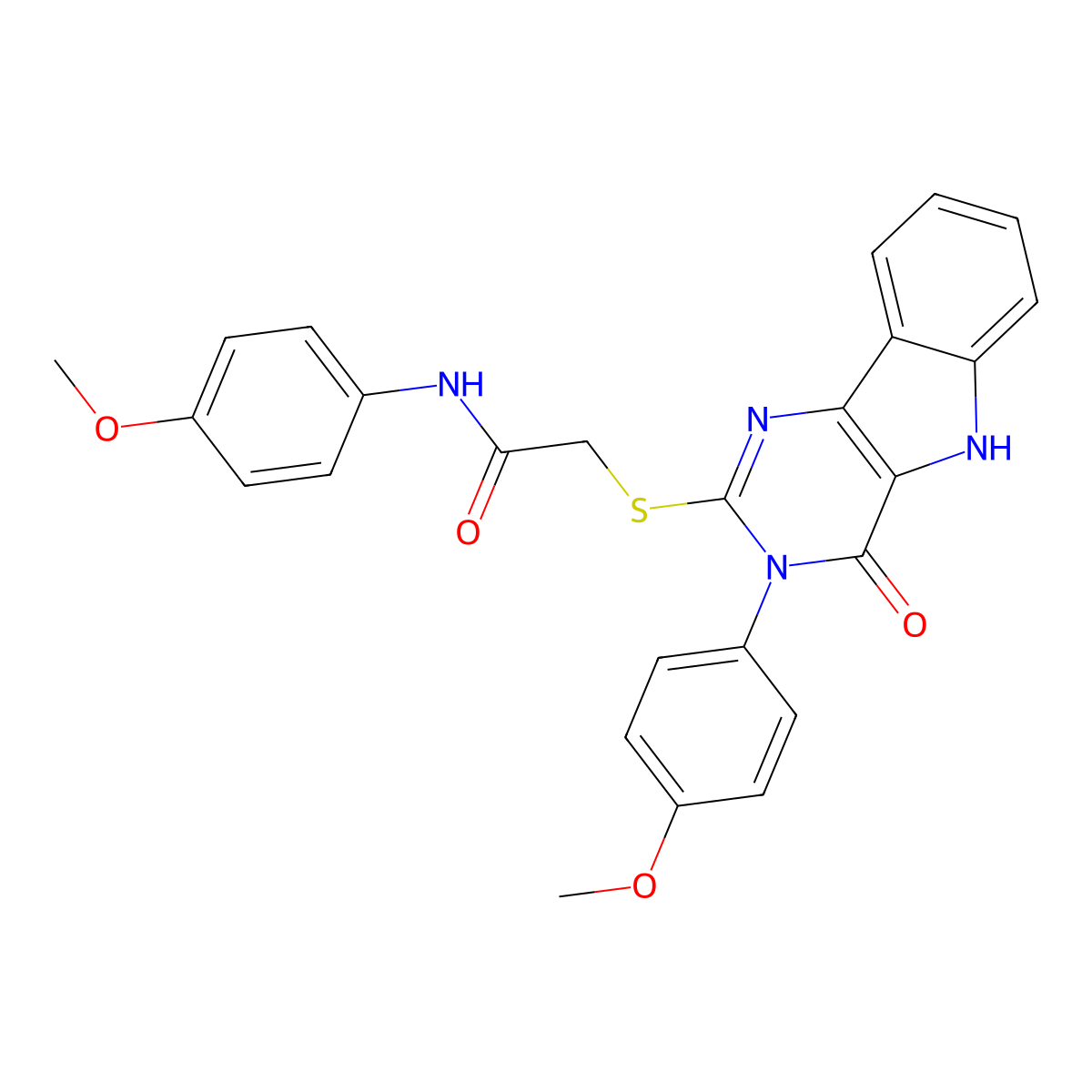 N-(4-methoxyphenyl)-2-((3-(4-methoxyphenyl)-4-oxo-4,5-dihydro-3H-pyrimido[5,4-b]indol-2-yl)thio)acetamide molecular structure, CAS 536707-35-4