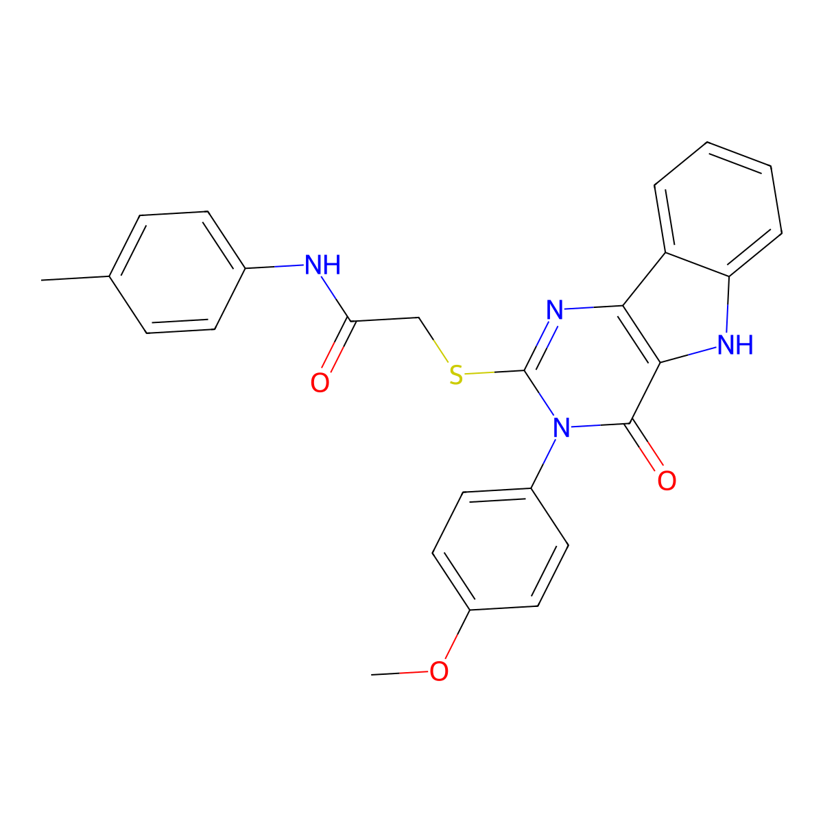 2-((3-(4-methoxyphenyl)-4-oxo-4,5-dihydro-3H-pyrimido[5,4-b]indol-2-yl)thio)-N-(p-tolyl)acetamide molecular structure, CAS 536707-38-7