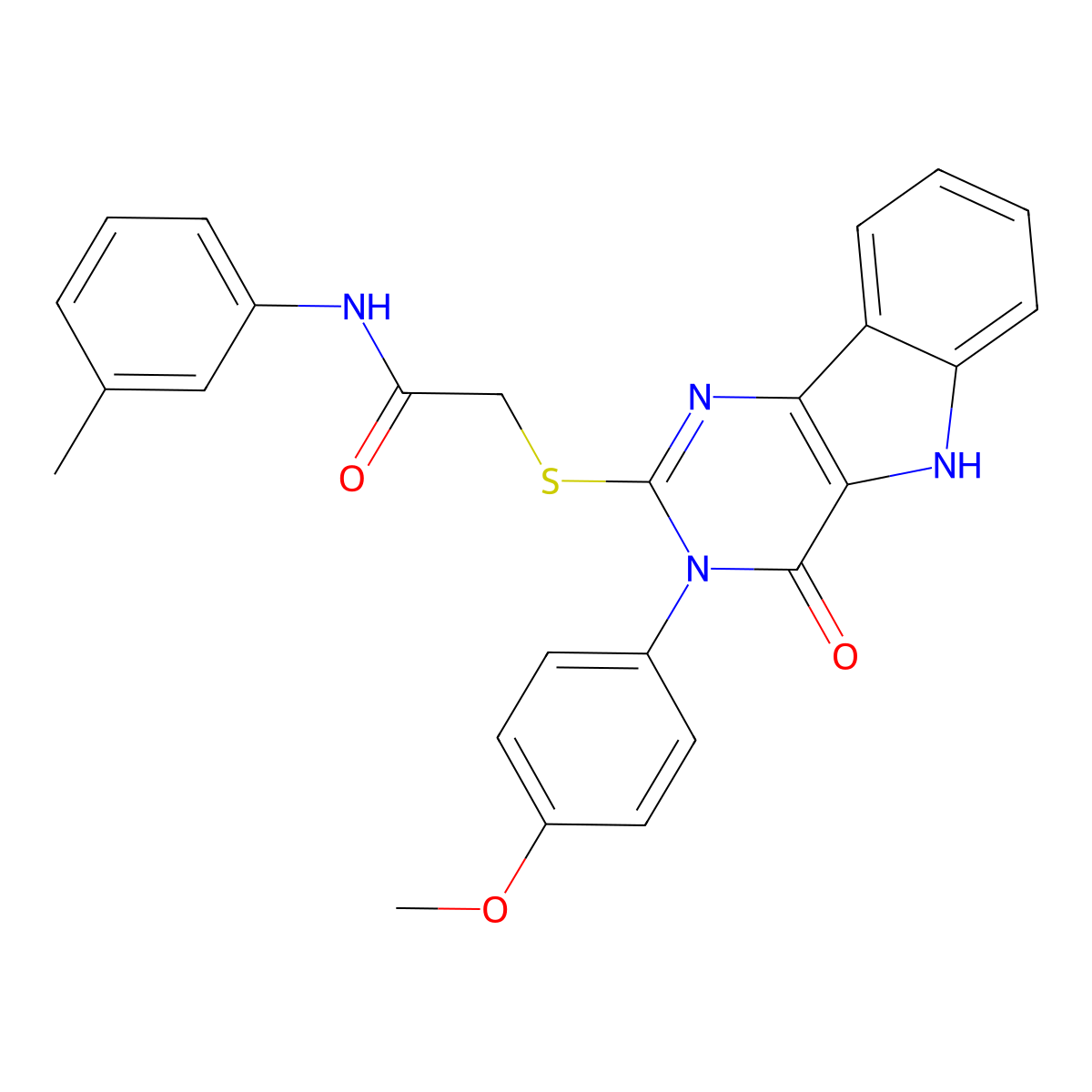 2-((3-(4-methoxyphenyl)-4-oxo-4,5-dihydro-3H-pyrimido[5,4-b]indol-2-yl)thio)-N-(m-tolyl)acetamide molecular structure, CAS 536707-39-8