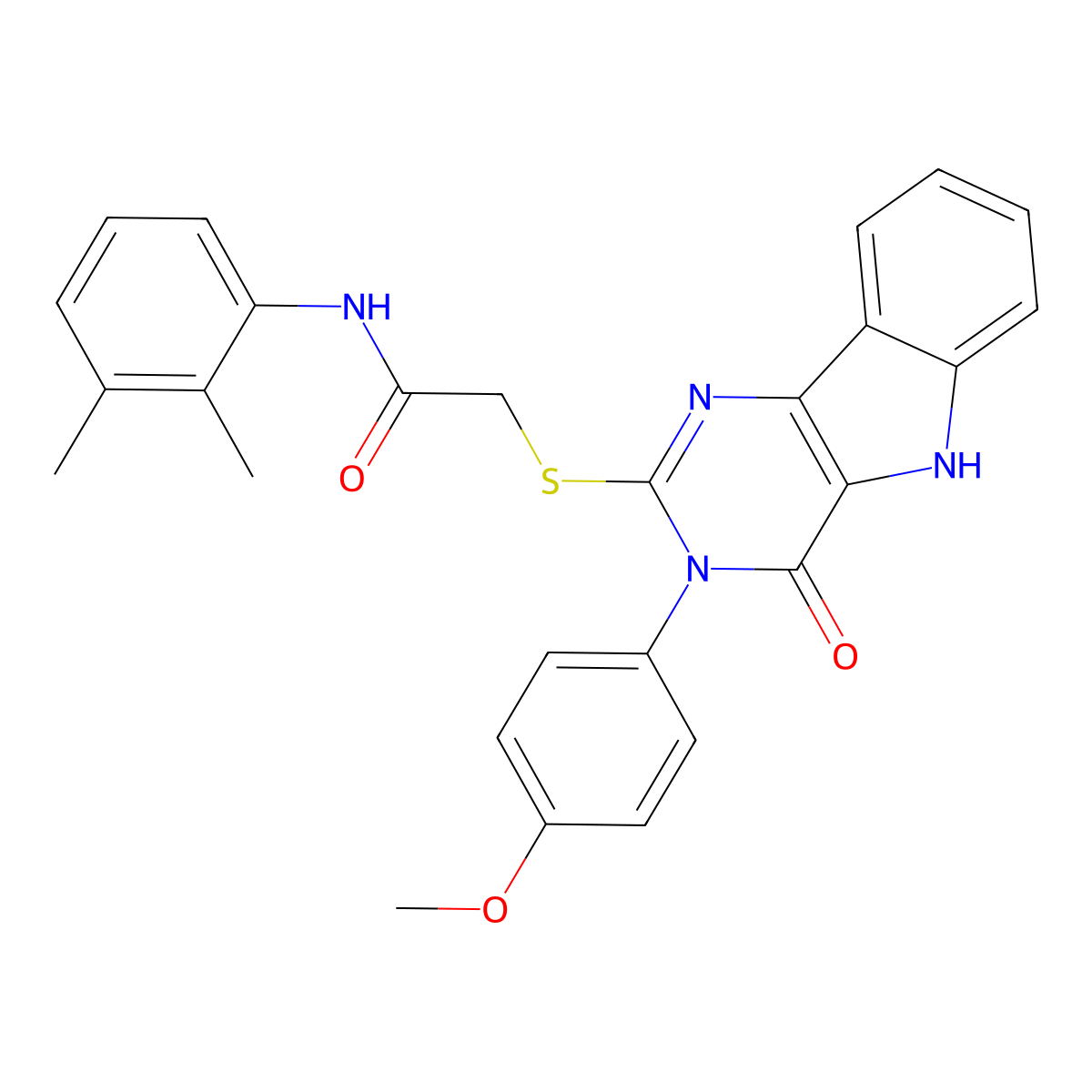 N-(2,3-dimethylphenyl)-2-[[3-(4-methoxyphenyl)-4-oxo-5H-pyrimido[5,4-b]indol-2-yl]sulfanyl]acetamide molecular structure, CAS 536707-41-2