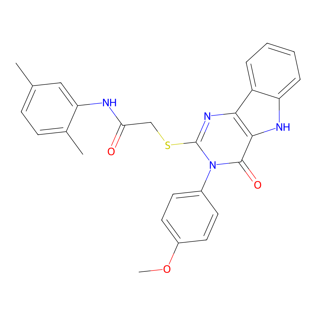 N-(2,5-dimethylphenyl)-2-[[3-(4-methoxyphenyl)-4-oxo-5H-pyrimido[5,4-b]indol-2-yl]sulfanyl]acetamide molecular structure, CAS 536707-42-3