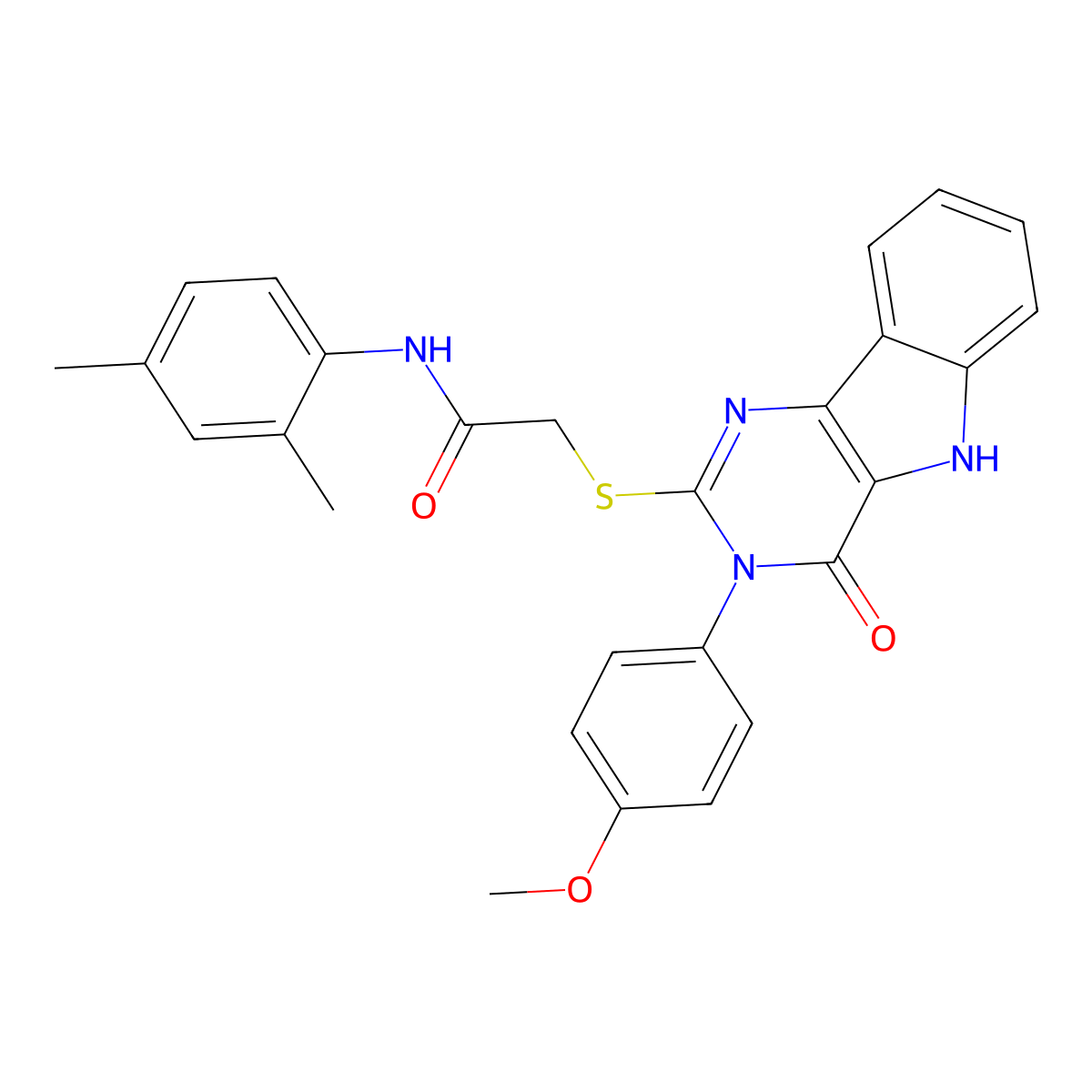 N-(2,4-dimethylphenyl)-2-((3-(4-methoxyphenyl)-4-oxo-4,5-dihydro-3H-pyrimido[5,4-b]indol-2-yl)thio)acetamide molecular structure, CAS 536707-43-4
