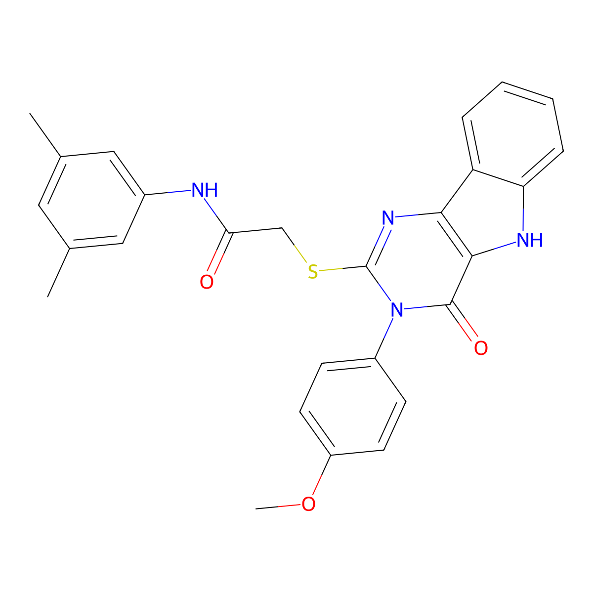 N-(3,5-dimethylphenyl)-2-[[3-(4-methoxyphenyl)-4-oxo-5H-pyrimido[5,4-b]indol-2-yl]sulfanyl]acetamide molecular structure, CAS 536707-44-5