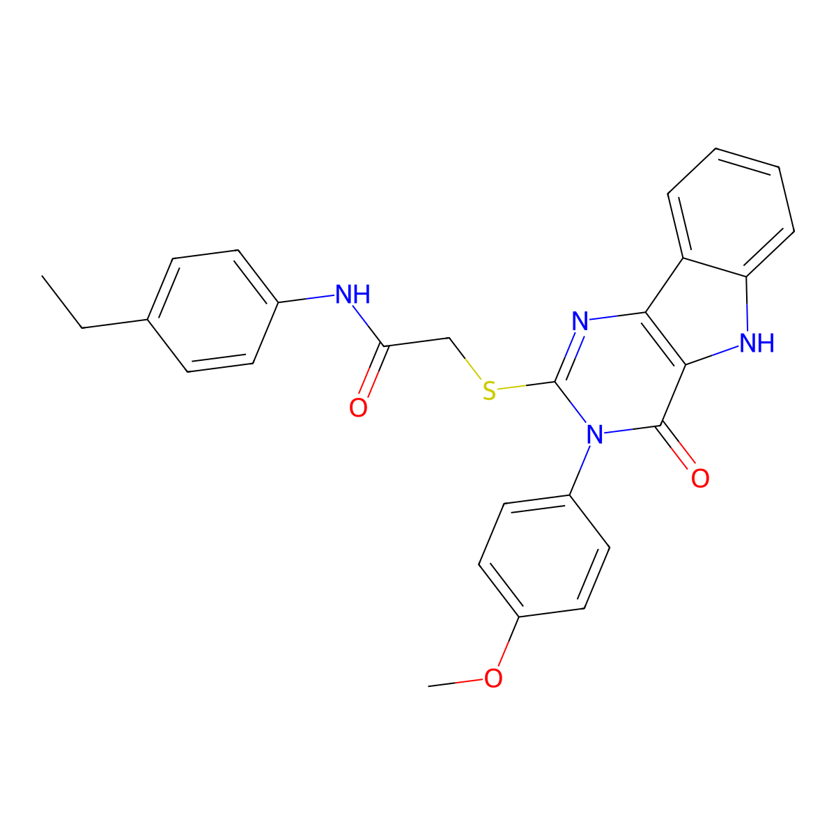 N-(4-ethylphenyl)-2-[[3-(4-methoxyphenyl)-4-oxo-5H-pyrimido[5,4-b]indol-2-yl]sulfanyl]acetamide molecular structure, CAS 536707-64-9