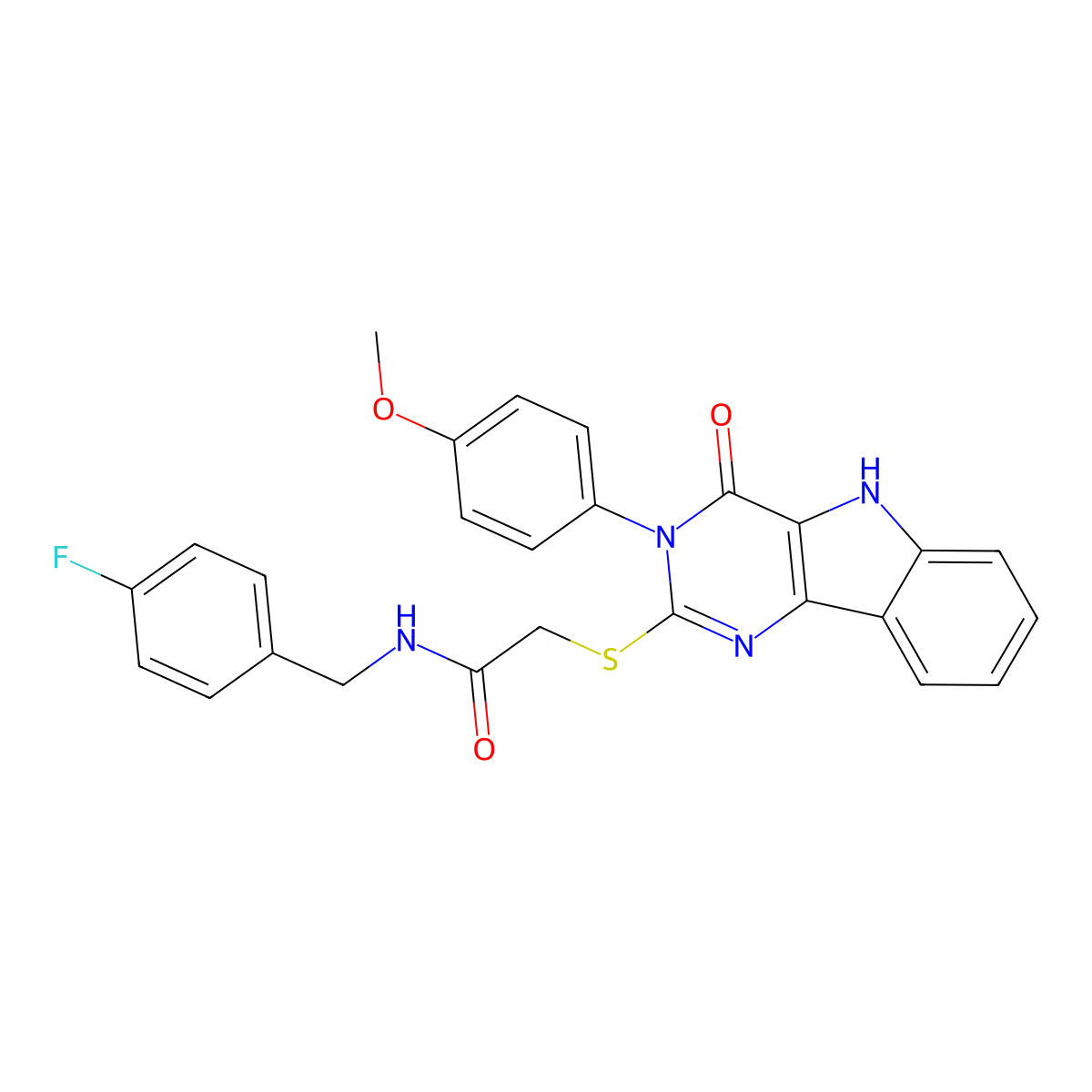 N-(4-fluorobenzyl)-2-((3-(4-methoxyphenyl)-4-oxo-4,5-dihydro-3H-pyrimido[5,4-b]indol-2-yl)thio)acetamide molecular structure, CAS 536707-67-2