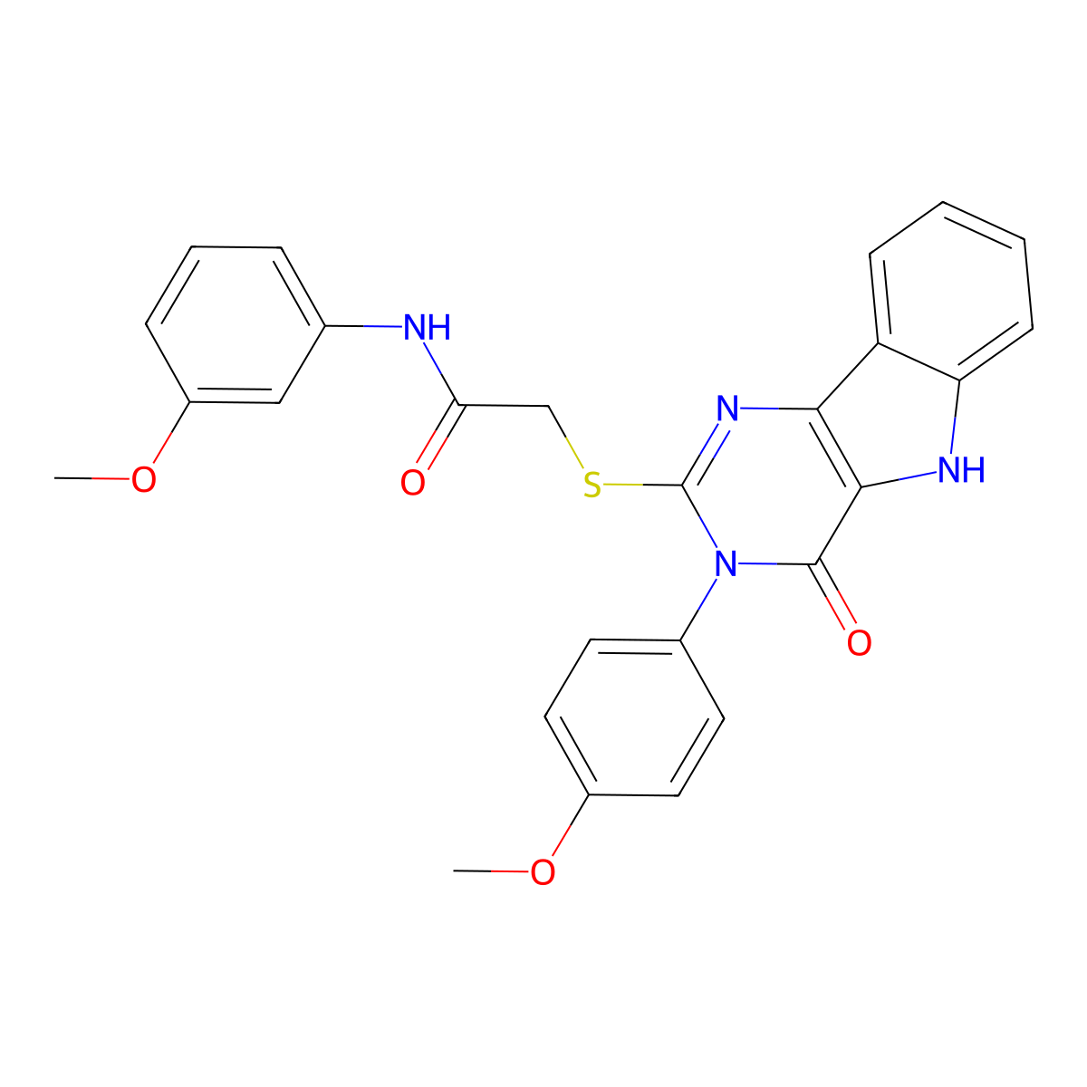 N-(3-methoxyphenyl)-2-((3-(4-methoxyphenyl)-4-oxo-4,5-dihydro-3H-pyrimido[5,4-b]indol-2-yl)thio)acetamide molecular structure, CAS 536707-71-8