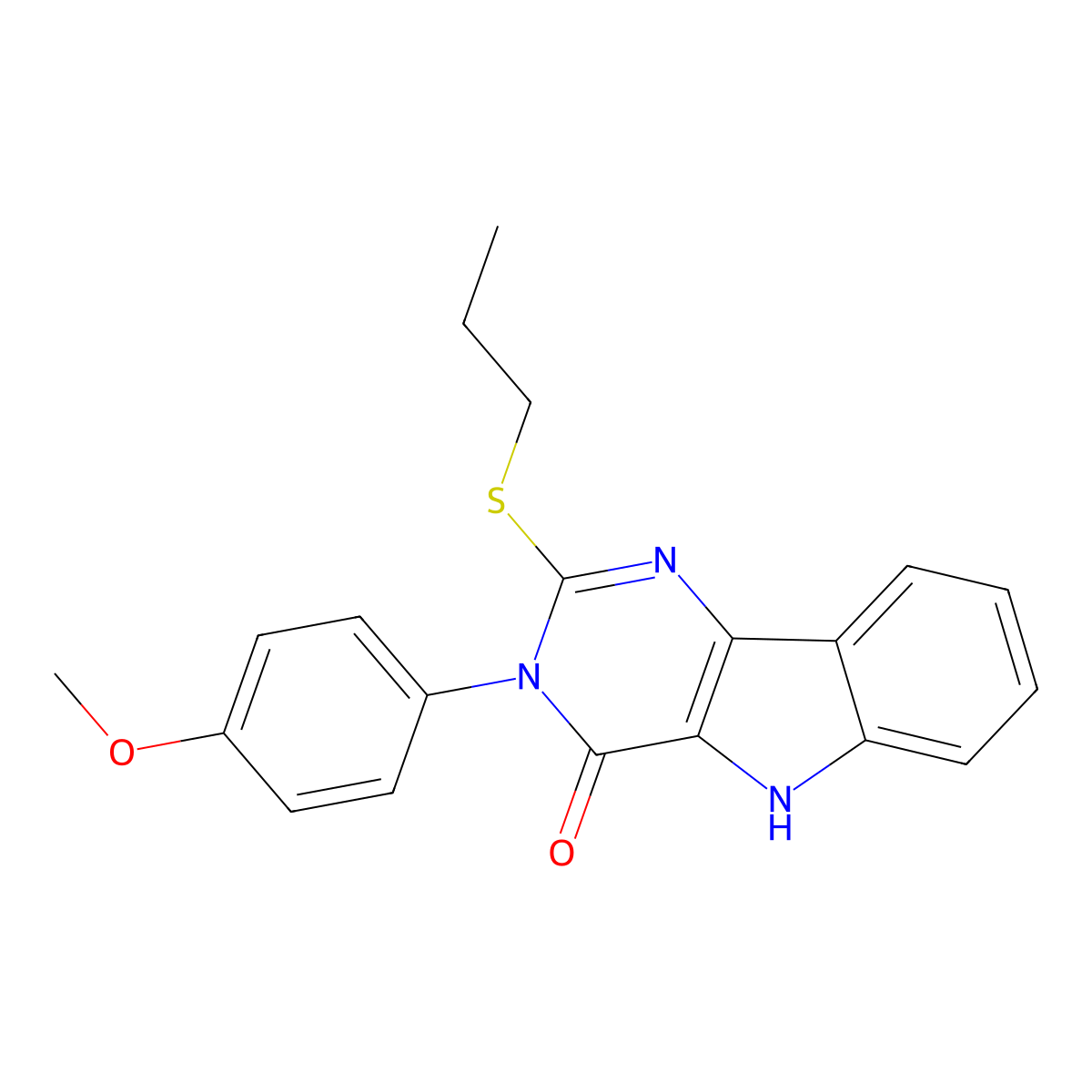 3-(4-methoxyphenyl)-2-(propylthio)-3H-pyrimido[5,4-b]indol-4(5H)-one molecular structure, CAS 536707-76-3
