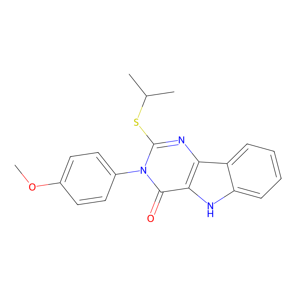 2-(isopropylthio)-3-(4-methoxyphenyl)-3H-pyrimido[5,4-b]indol-4(5H)-one molecular structure, CAS 536707-77-4