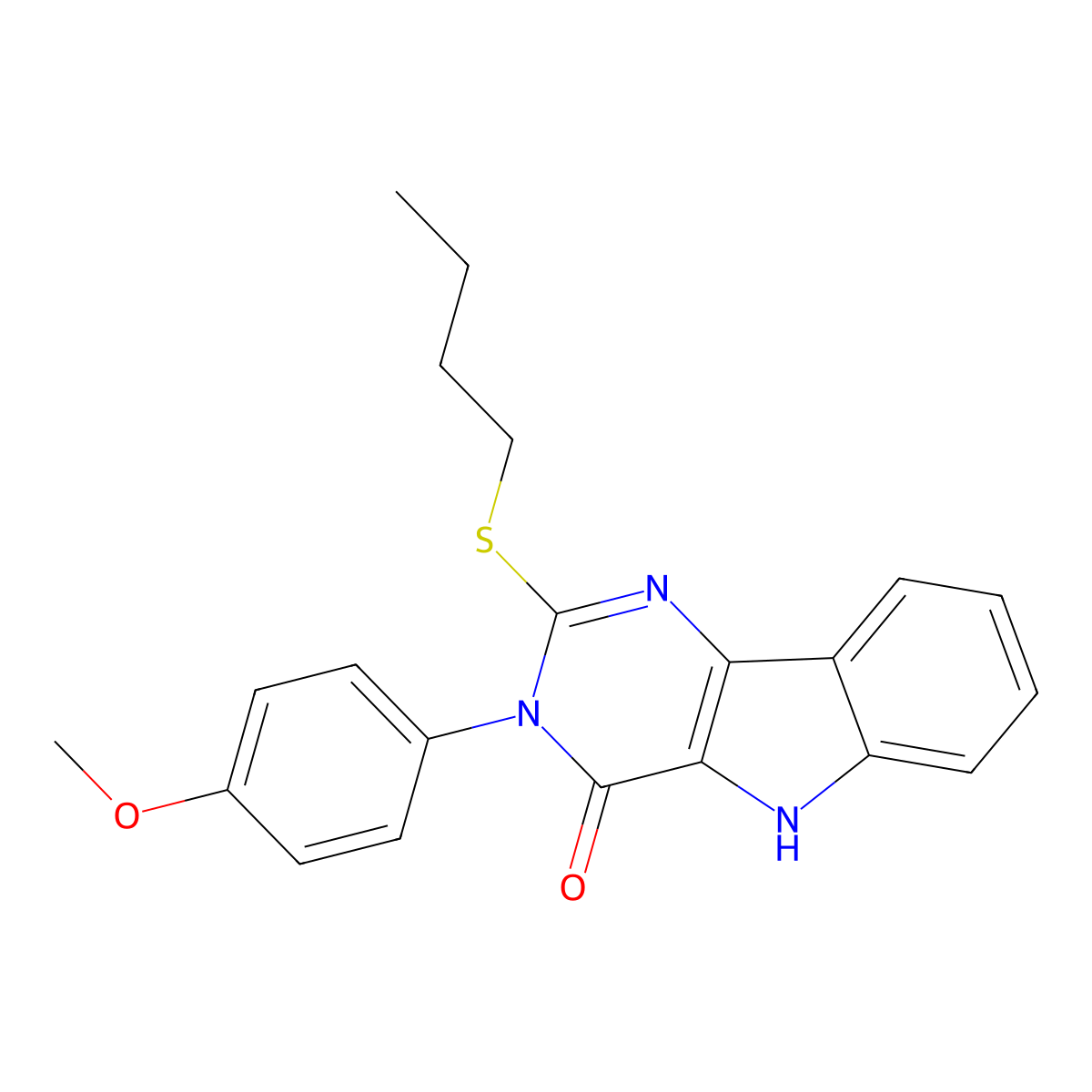 2-(butylthio)-3-(4-methoxyphenyl)-3H-pyrimido[5,4-b]indol-4(5H)-one molecular structure, CAS 536707-78-5
