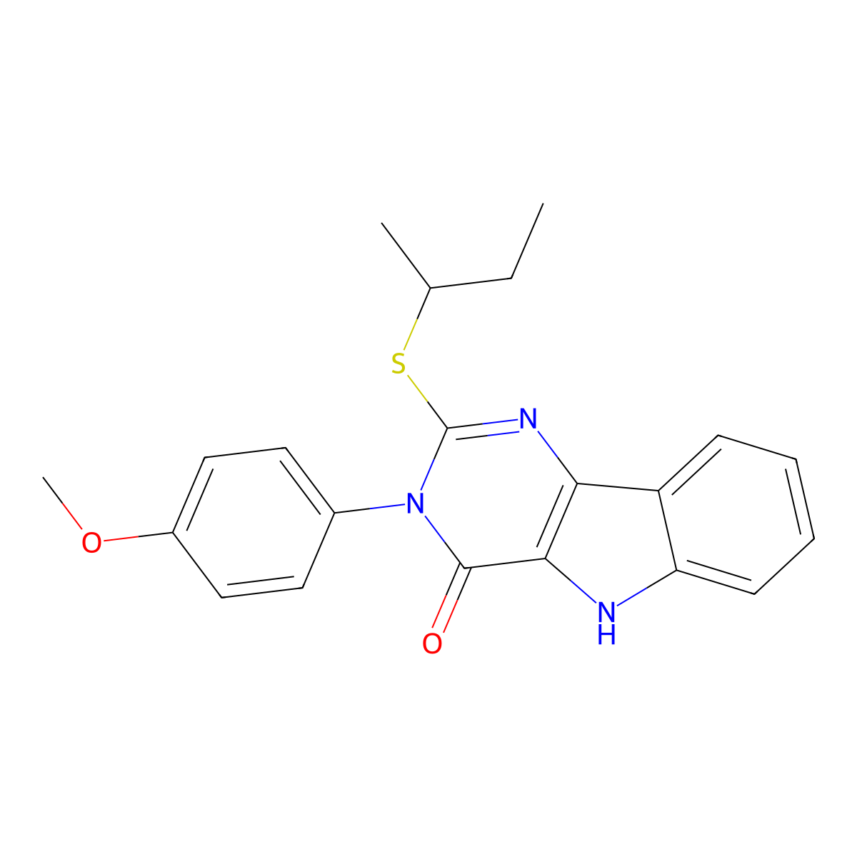 2-(sec-butylthio)-3-(4-methoxyphenyl)-3H-pyrimido[5,4-b]indol-4(5H)-one molecular structure, CAS 536707-79-6